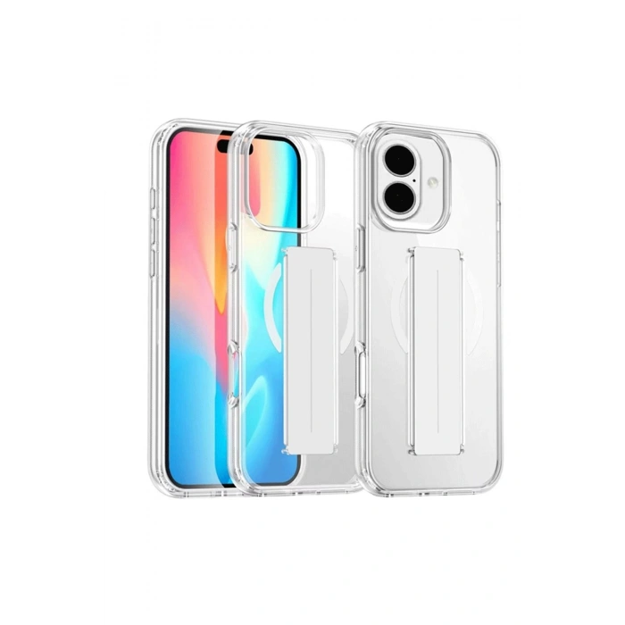 Durukar®  iPhone 16 Kılıf Alfa Magsafe Standlı Kapak - Şeffaf