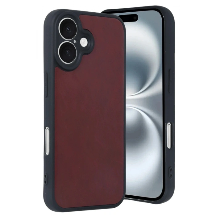 Durukar®  iPhone 16 Kılıf Aras Deri Kapak - Bordo