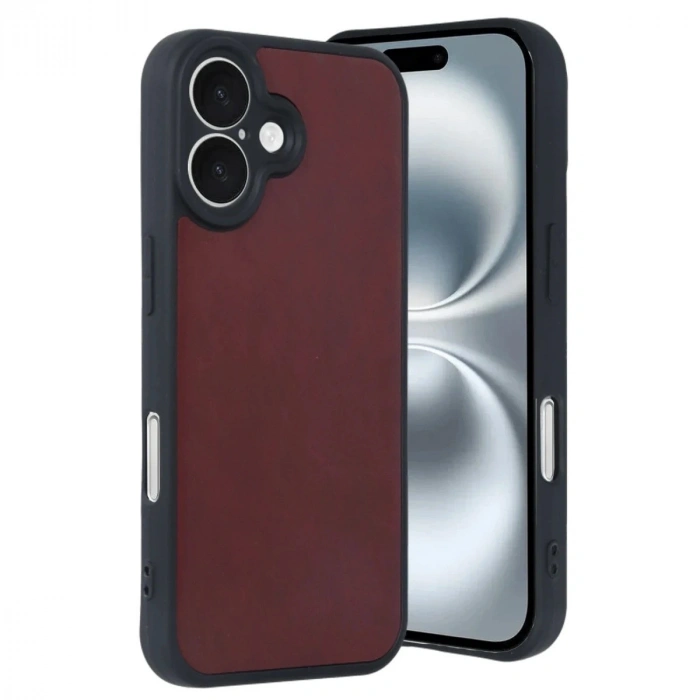 Durukar®  iPhone 16 Kılıf Aras Deri Kapak - Bordo