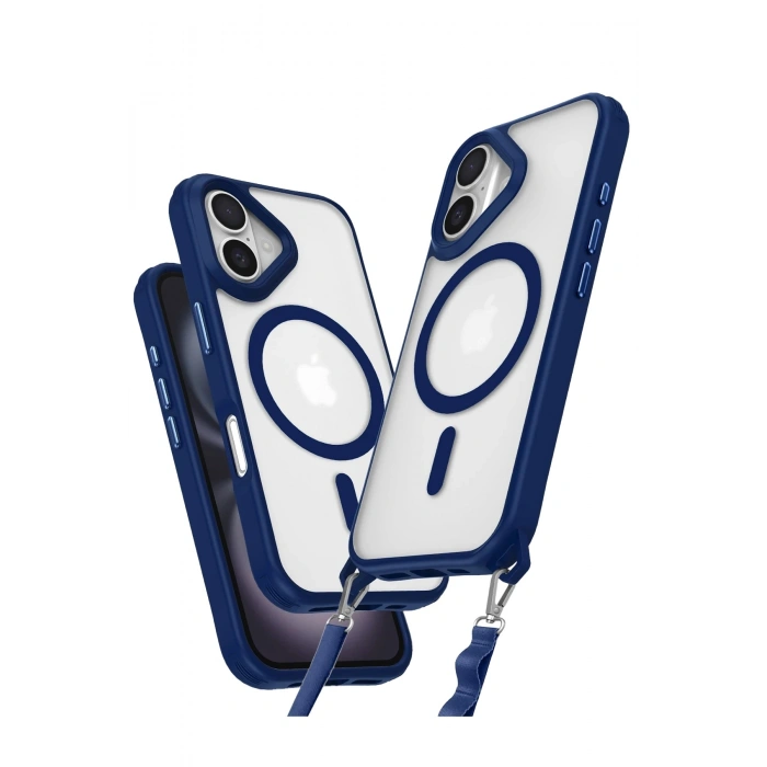 Durukar®  iPhone 16 Kılıf Enka Magsafe Silikon Kılıf - Lacivert