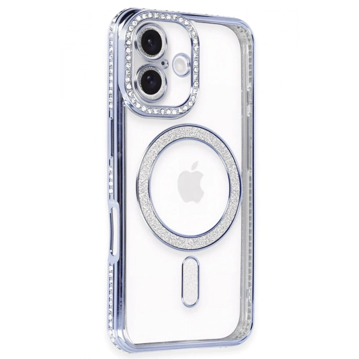 Durukar®  iPhone 16 Kılıf Joke Simli Magneticsafe Kılıf - Mavi