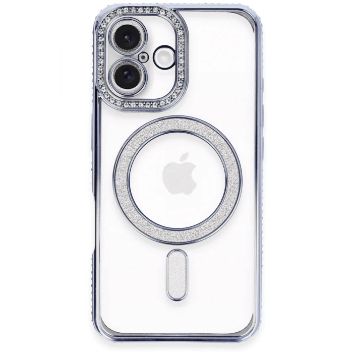 Durukar®  iPhone 16 Kılıf Joke Simli Magneticsafe Kılıf - Mavi