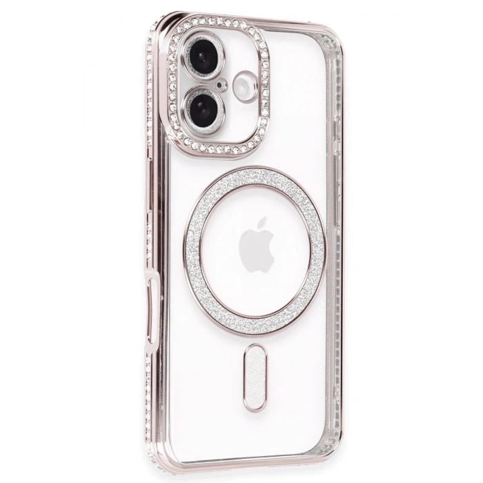 Durukar®  iPhone 16 Kılıf Joke Simli Magneticsafe Kılıf - Pembe