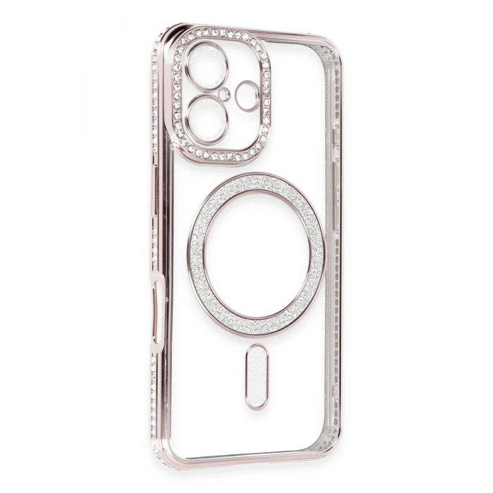 Durukar®  iPhone 16 Kılıf Joke Simli Magneticsafe Kılıf - Pembe