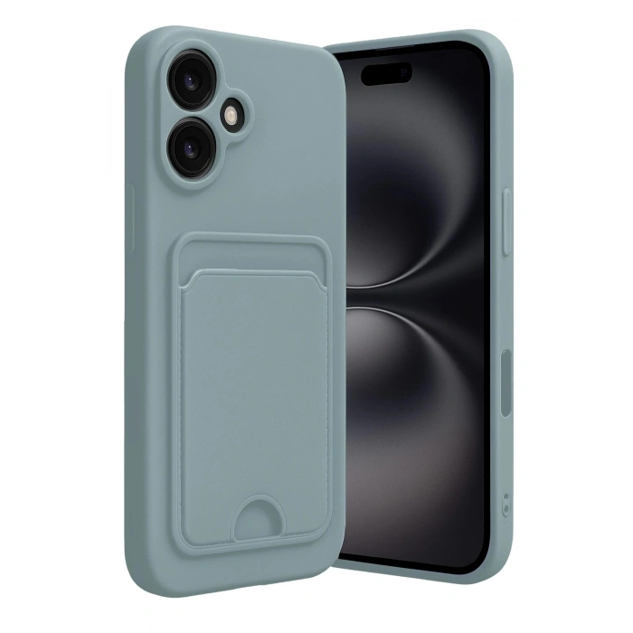 Durukar®  iPhone 16 Kılıf Kelvin Kartvizitli Silikon - Açık Yeşil