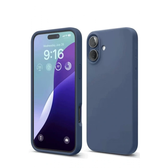 Durukar®   iPhone 16 Kılıf Nano içi Kadife Silikon - Lacivert