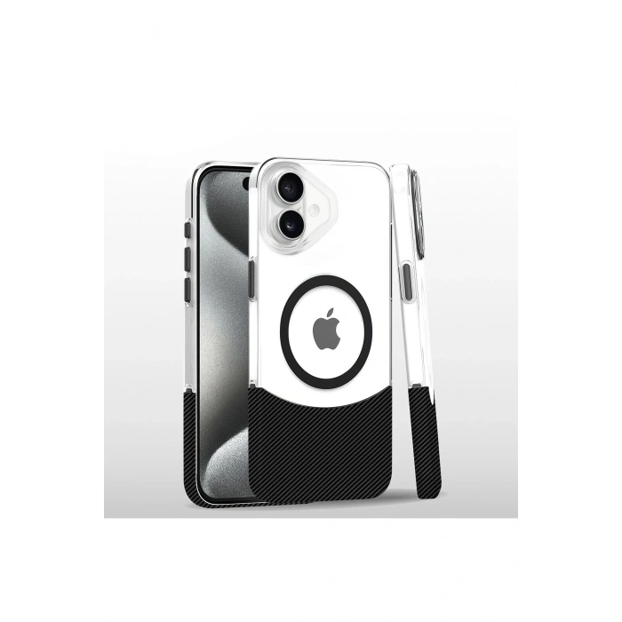 Durukar®  iPhone 16 Plus Carbon Puzzle Magsafe Kapak - Siyah