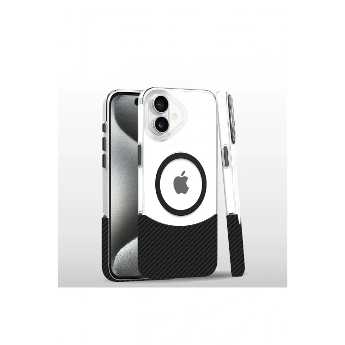 Durukar®  iPhone 16 Plus Carbon Puzzle Magsafe Kapak - Siyah-2