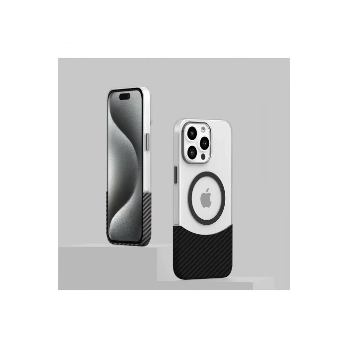 Durukar®  iPhone 16 Plus Carbon Puzzle Magsafe Kapak - Siyah