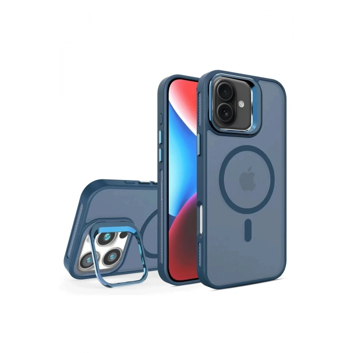 Durukar®  iPhone 16 Plus Flet Lens Magsafe Kapak - Lacivert