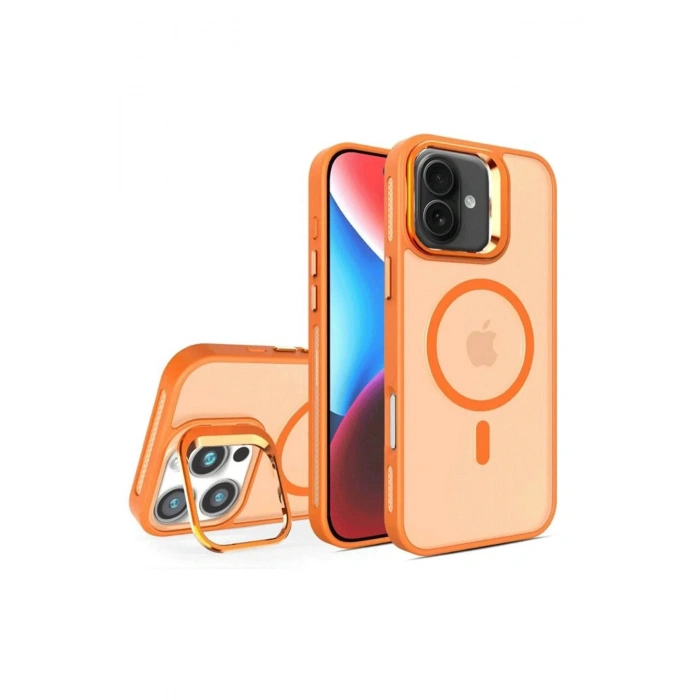Durukar®  iPhone 16 Plus Flet Lens Magsafe Kapak - Turuncu