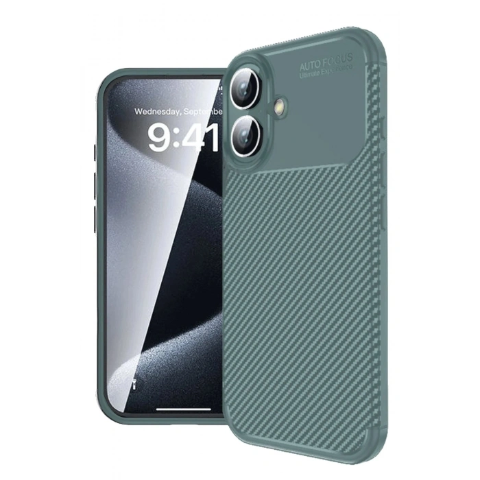 Durukar®  iPhone 16 Plus Kılıf Auto Focus Karbon Kapak - Koyu Yeşil