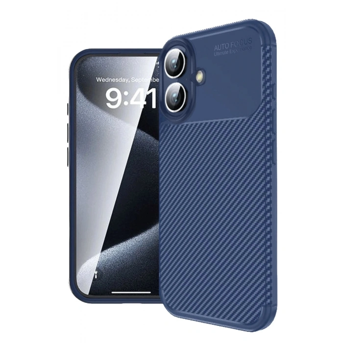 Durukar®  iPhone 16 Plus Kılıf Auto Focus Karbon Kapak - Lacivert