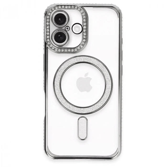 Durukar®  iPhone 16 Plus Kılıf Joke Simli Magneticsafe Kılıf - Gri