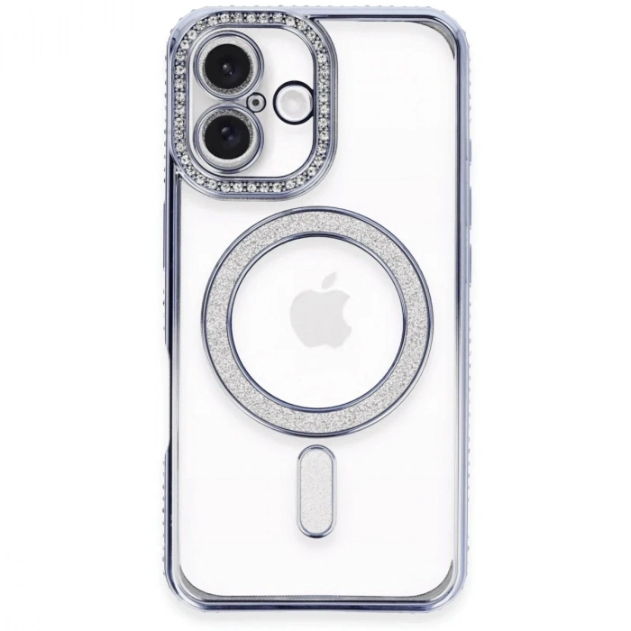 Durukar®  iPhone 16 Plus Kılıf Joke Simli Magneticsafe Kılıf - Mavi