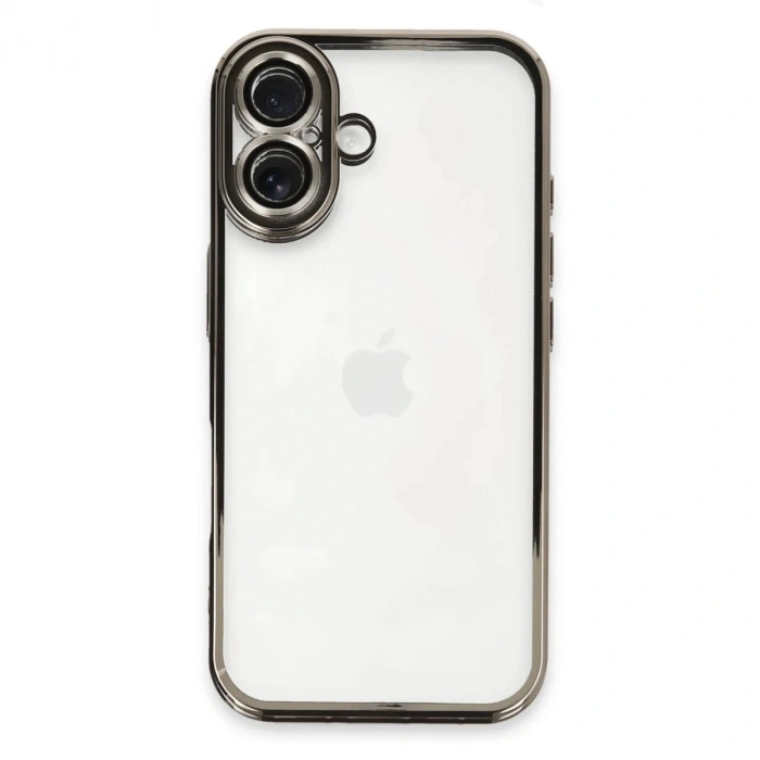 Durukar®  iPhone 16 Plus Kılıf  Lensli Silikon - Titanyum Gri