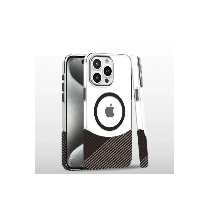 Durukar®  iPhone 16 Pro Carbon Puzzle Magsafe Kapak - Gri