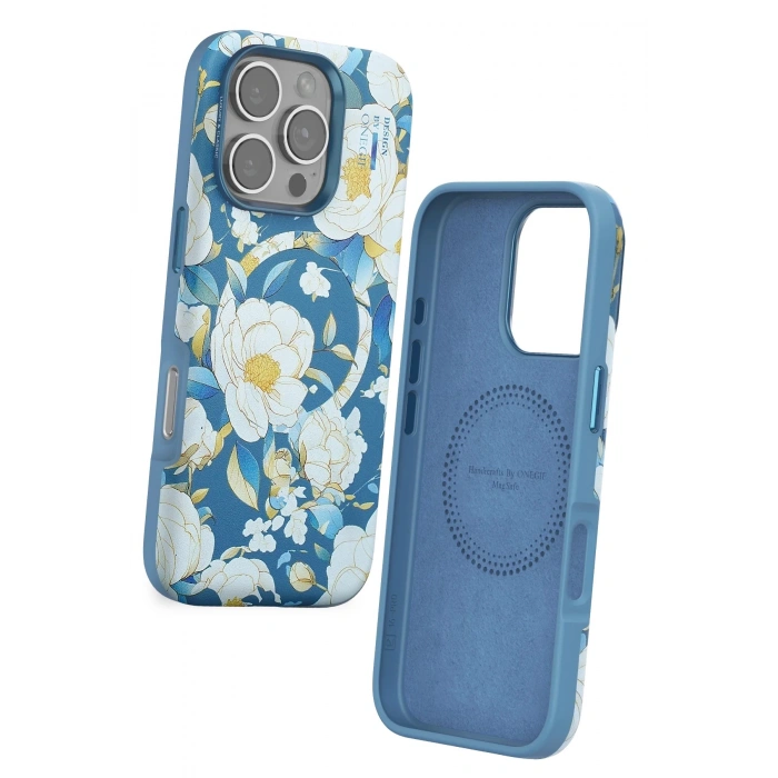 Durukar®  iPhone 16 Pro Flower Series Magsafe Kapak - Mavi