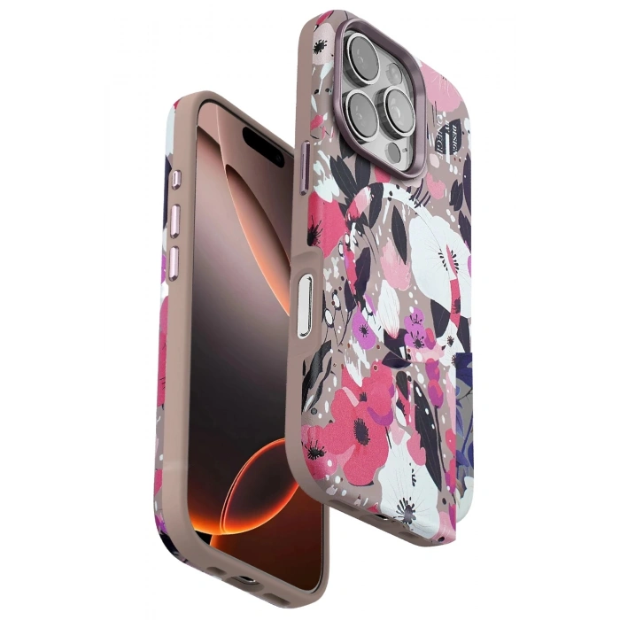 Durukar®  iPhone 16 Pro Flower Series Magsafe Kapak - Pembe