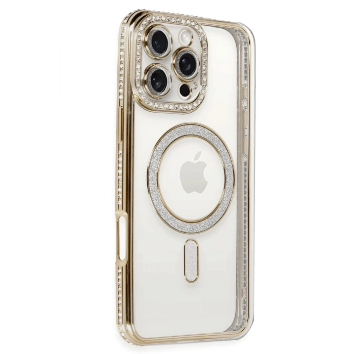 Durukar®  iPhone 16 Pro Kılıf Joke Simli Magneticsafe Kılıf - Gold