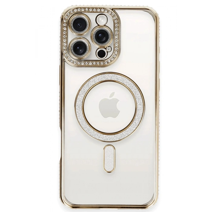 Durukar®  iPhone 16 Pro Kılıf Joke Simli Magneticsafe Kılıf - Gold
