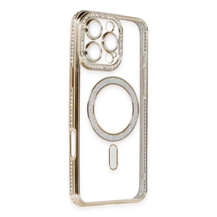 Durukar®  iPhone 16 Pro Kılıf Joke Simli Magneticsafe Kılıf - Gold