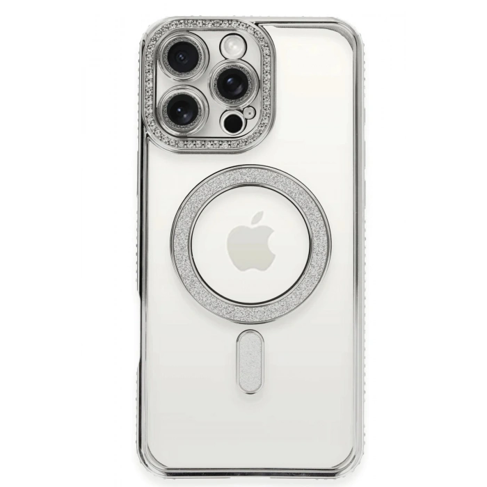Durukar®  iPhone 16 Pro Kılıf Joke Simli Magneticsafe Kılıf - Gümüş