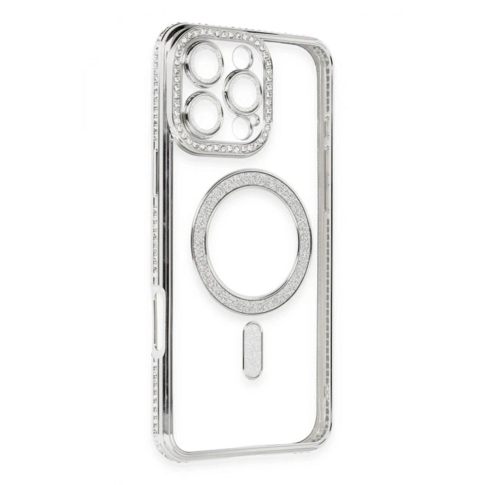 Durukar®  iPhone 16 Pro Kılıf Joke Simli Magneticsafe Kılıf - Gümüş