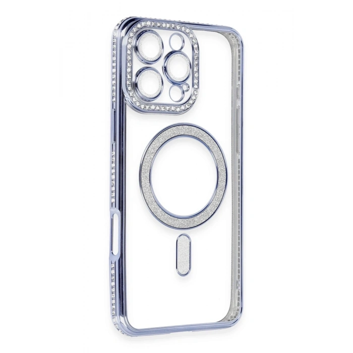 Durukar®  iPhone 16 Pro Kılıf Joke Simli Magneticsafe Kılıf - Mavi