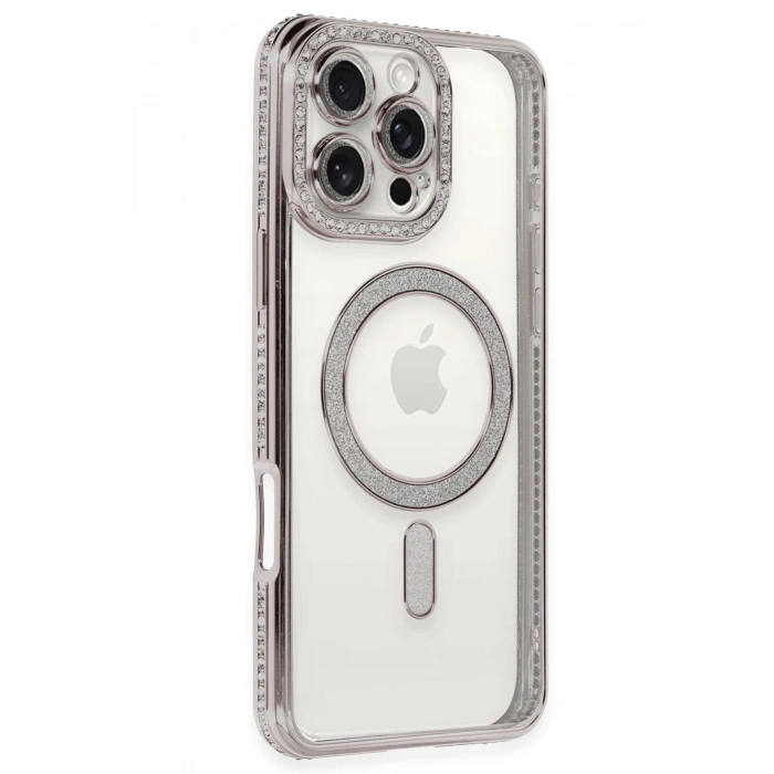 Durukar®  iPhone 16 Pro Kılıf Joke Simli Magneticsafe Kılıf - Pembe