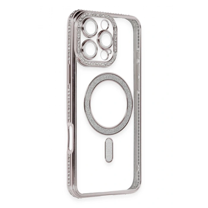 Durukar®  iPhone 16 Pro Kılıf Joke Simli Magneticsafe Kılıf - Pembe