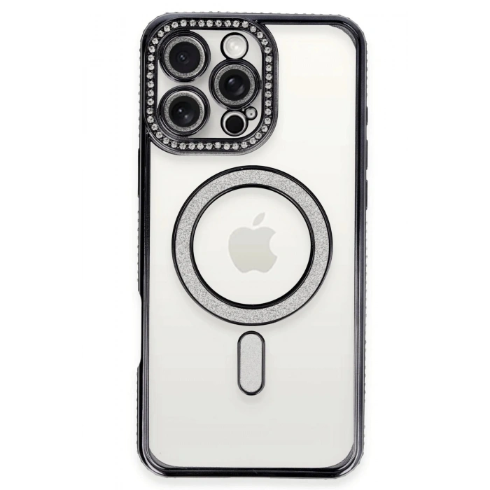 Durukar®  iPhone 16 Pro Kılıf Joke Simli Magneticsafe Kılıf - Siyah
