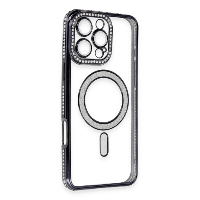 Durukar®  iPhone 16 Pro Kılıf Joke Simli Magneticsafe Kılıf - Siyah