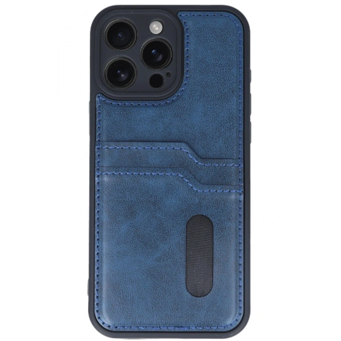 Durukar®  iPhone 16 Pro Kılıf Sara Kartvizitli Deri Kılıf - Lacivert