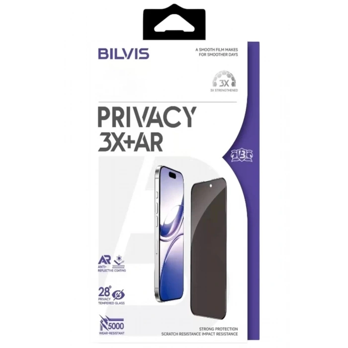Durukar®   iPhone 16 Pro Max Bilvis 3X AR Hayalet Cam Ekran Koruyucu - Siyah