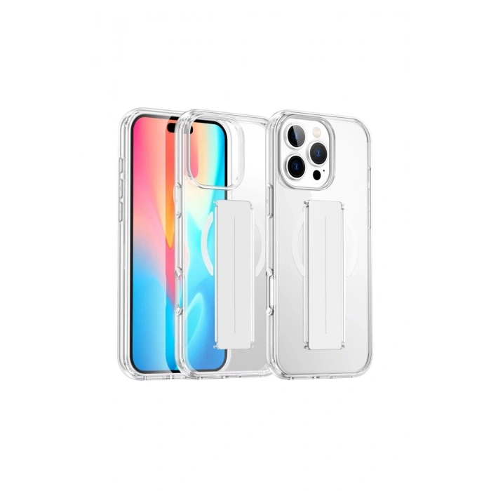 Durukar®  iPhone 16 Pro Max Kılıf Alfa Magsafe Standlı Kapak - Şeffaf