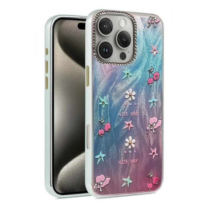 Durukar®  iPhone 16 Pro Max Kılıf Blade Aynalı Desenli Kapak - Desen 4