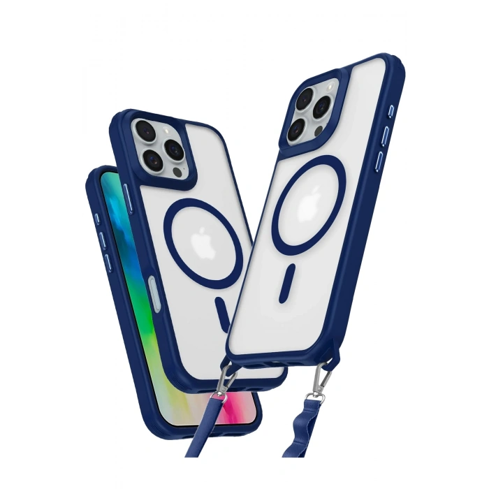 Durukar®  iPhone 16 Pro Max Kılıf Enka Magsafe Silikon Kılıf - Lacivert