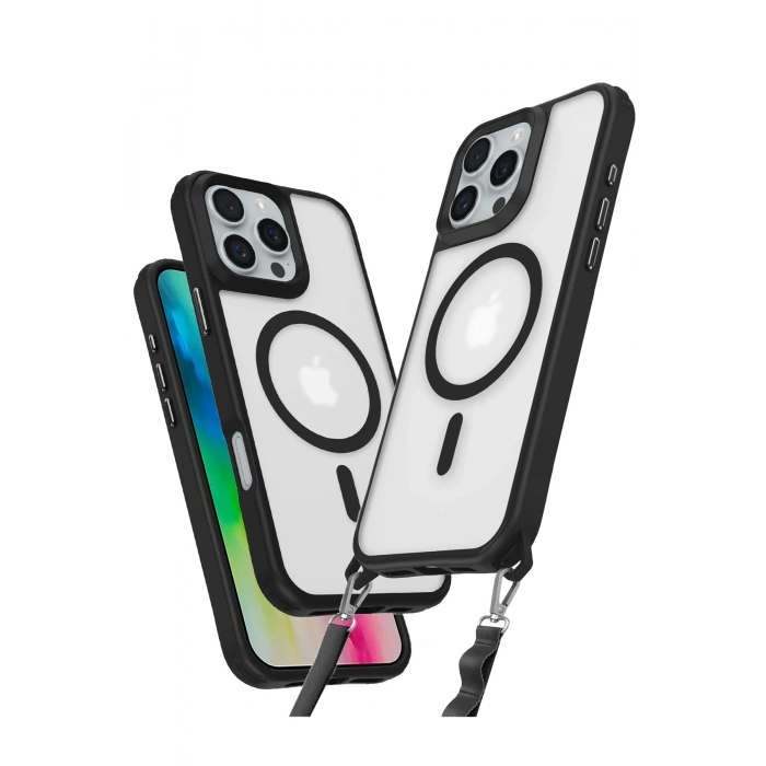 Durukar®  iPhone 16 Pro Max Kılıf Enka Magsafe Silikon Kılıf - Siyah