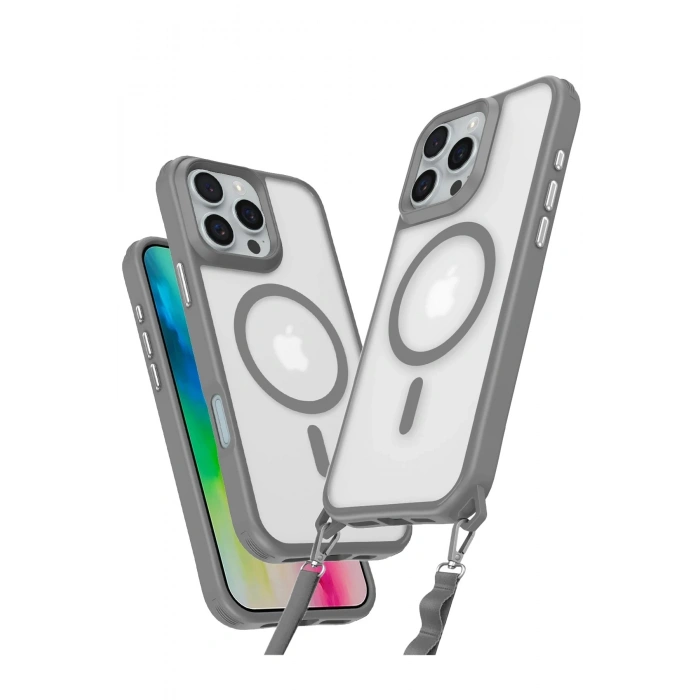 Durukar®  iPhone 16 Pro Max Kılıf Enka Magsafe Silikon Kılıf - Titan Gri