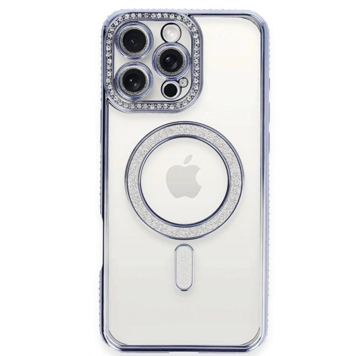Durukar®  iPhone 16 Pro Max Kılıf Joke Simli Magneticsafe Kılıf - Mavi