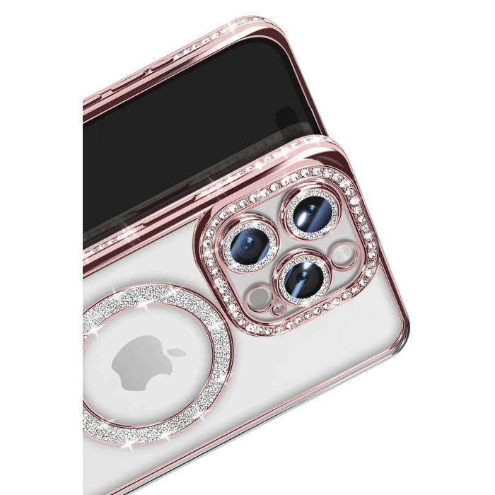 Durukar®  iPhone 16 Pro Max Kılıf Joke Simli Magneticsafe Kılıf - Pembe