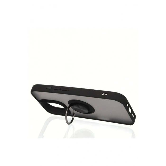 Durukar®  iPhone 16 Pro Max Kılıf Montreal Yüzüklü Silikon Kapak - Siyah