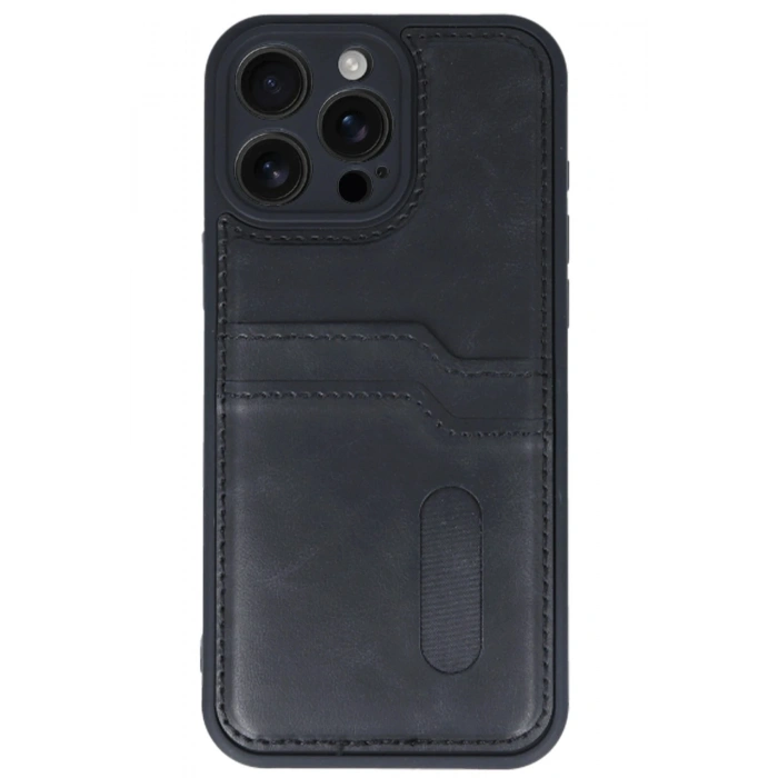 Durukar®  iPhone 16 Pro Max Kılıf Sara Kartvizitli Deri Kılıf - Siyah