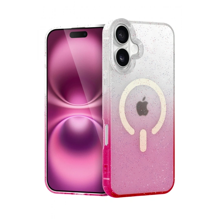 Durukar®   iPhone 16 Pummel Shiny Magsafe Kapak - Pembe