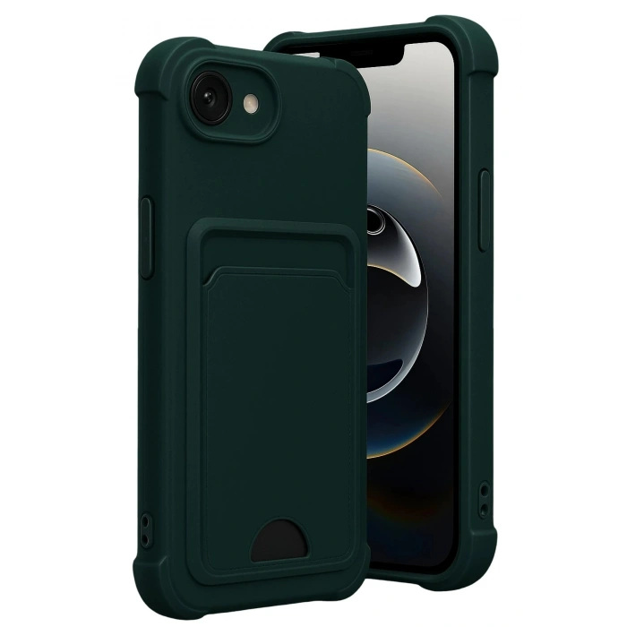 Durukar®   iPhone 16E Kelvin Kartvizitli Silikon - Koyu Yeşil