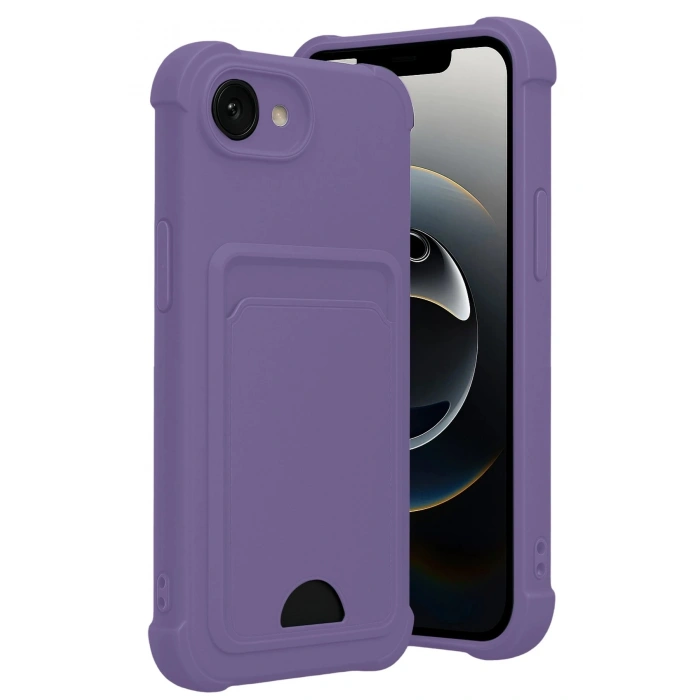 Durukar®   iPhone 16E Kelvin Kartvizitli Silikon - Lila