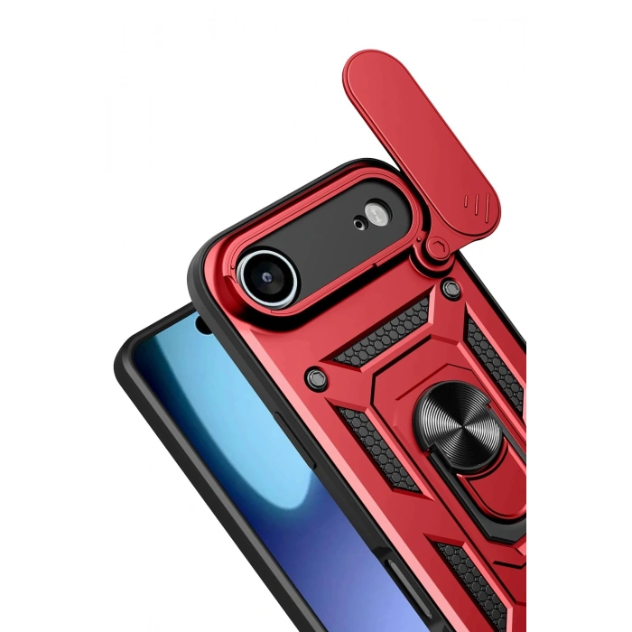 Durukar®   iPhone 17 Air Pars Lens Yüzüklü Silikon - Kırmızı