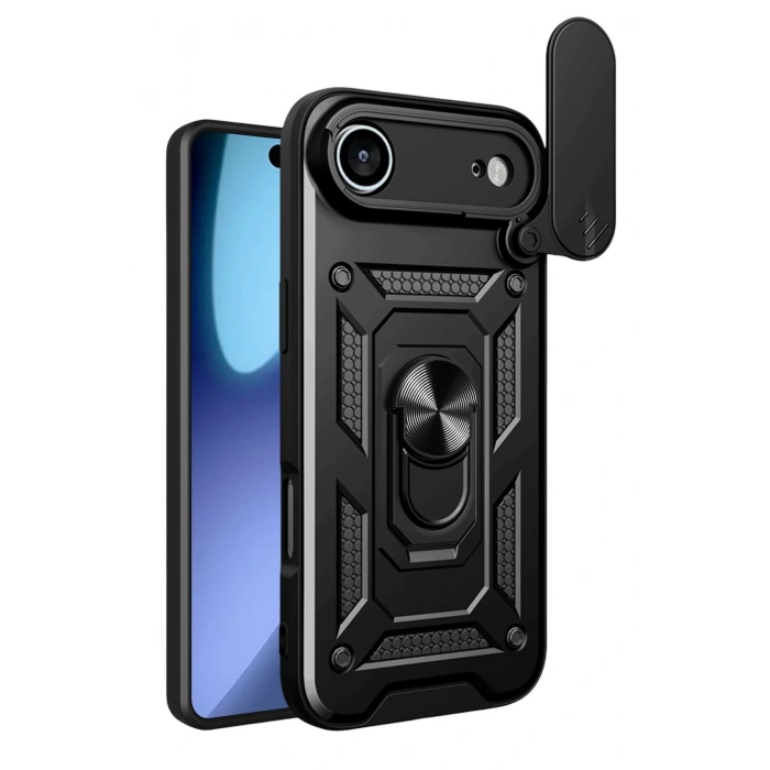 Durukar®   iPhone 17 Air Pars Lens Yüzüklü Silikon - Siyah