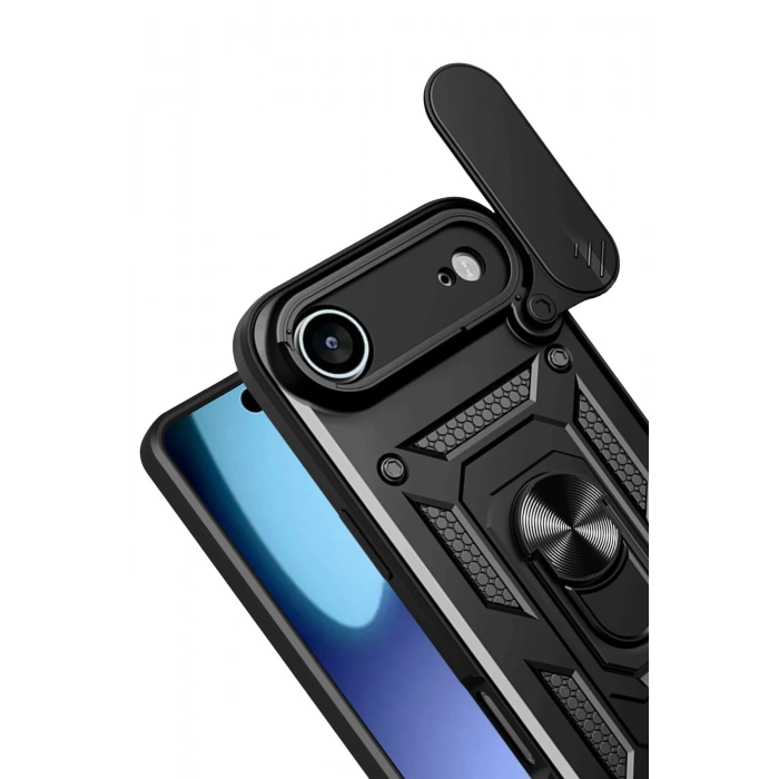 Durukar®   iPhone 17 Air Pars Lens Yüzüklü Silikon - Siyah